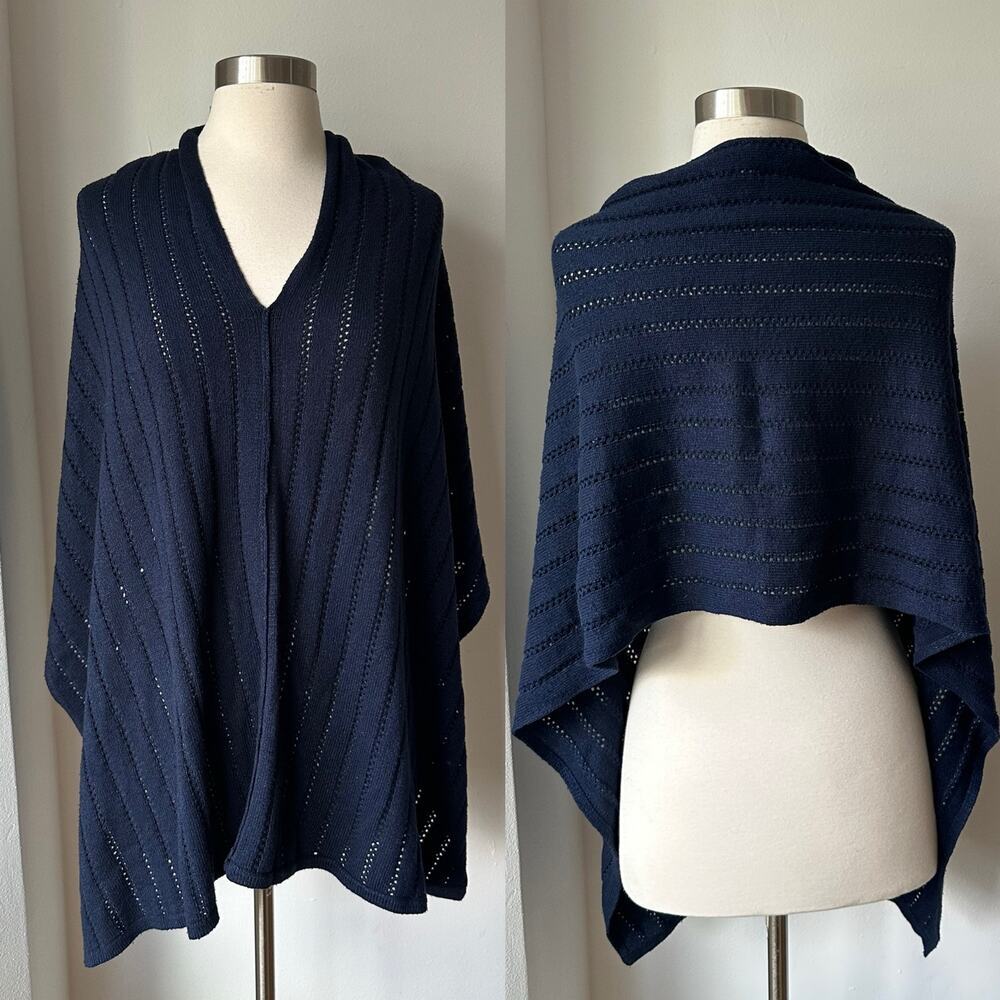 J. Jill Navy Blue Cape Poncho One Size Womens NWT